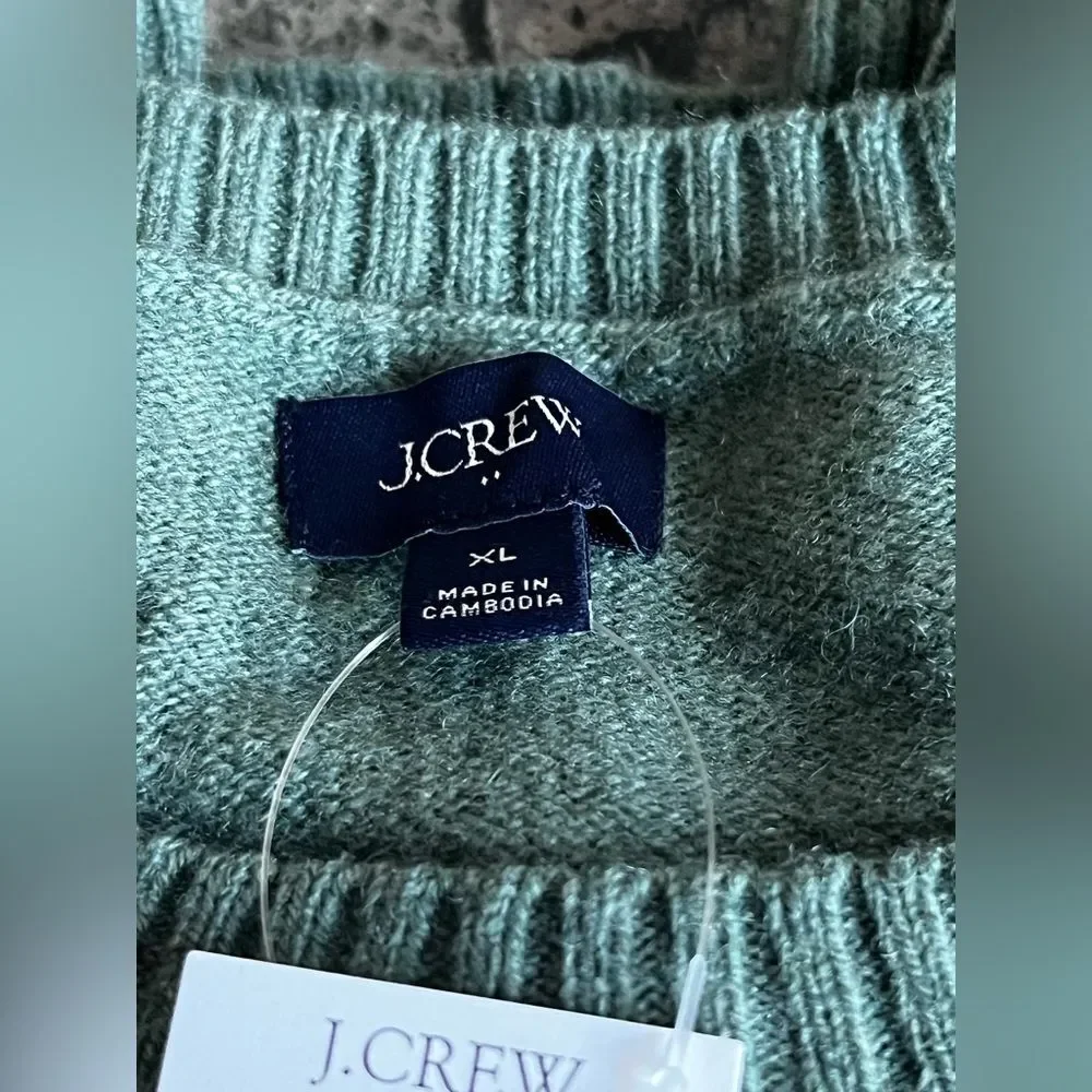 J Crew Men's Crewneck Sweater Supersoft Lambswool Blend Raglan Winter Green